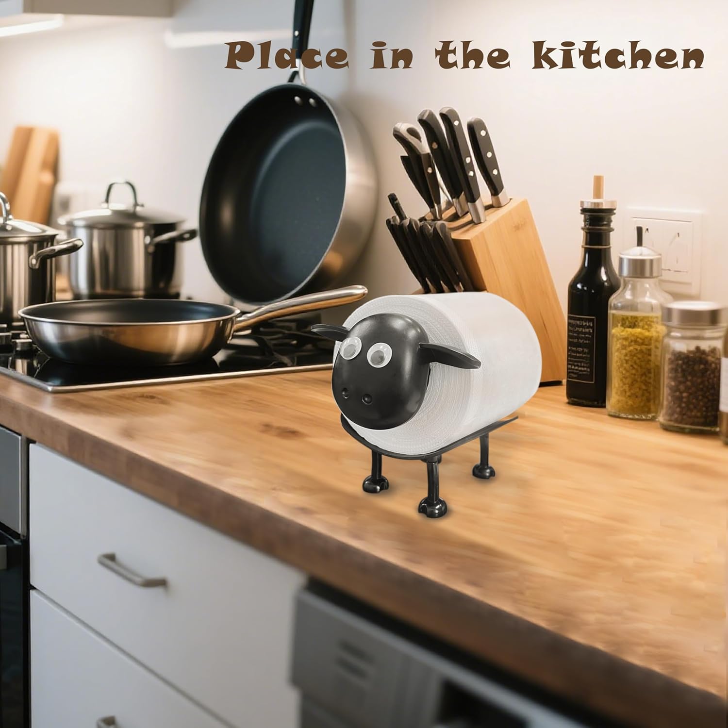 Beiskll Funny Sheep Toilet Paper Holder Black