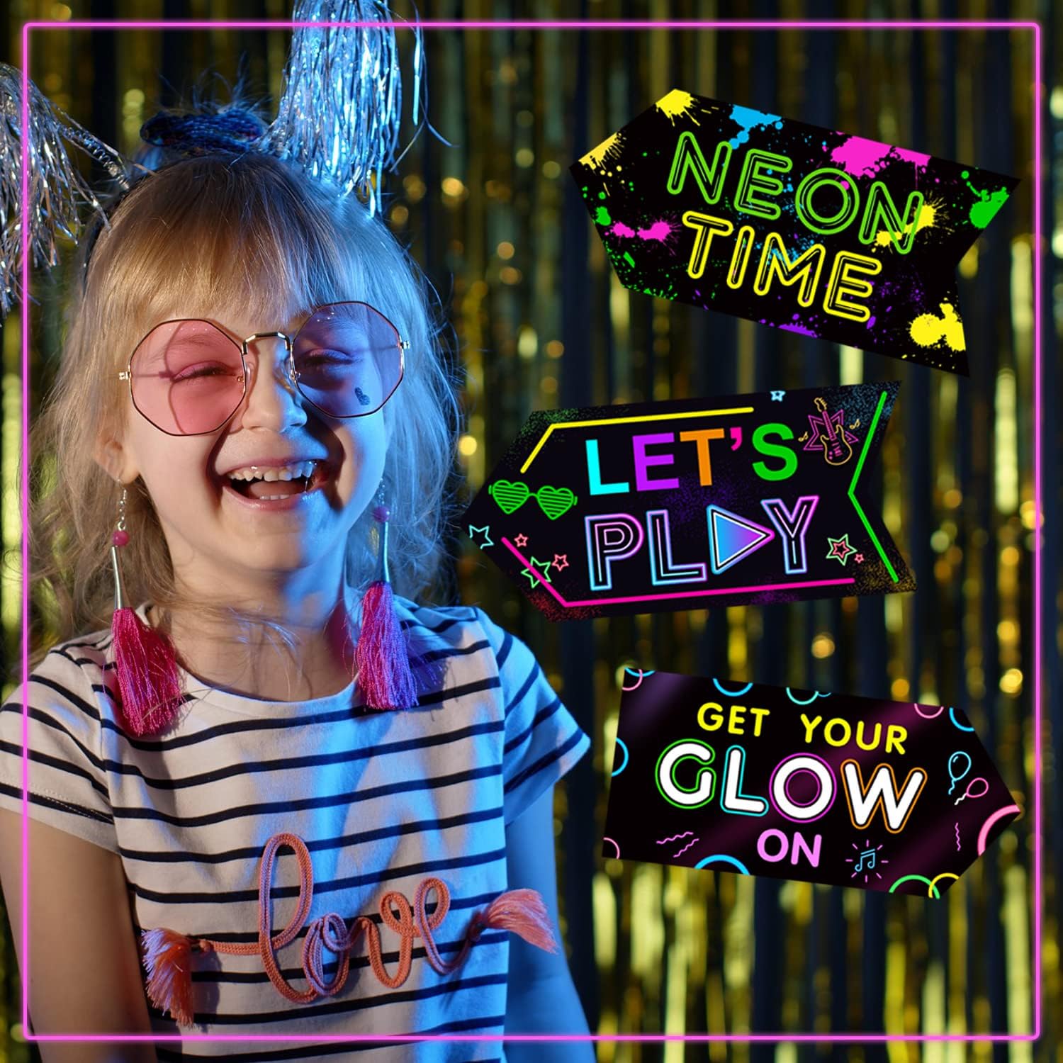 Gueevin 20 Pcs Glow in The Dark Party Decor Signs