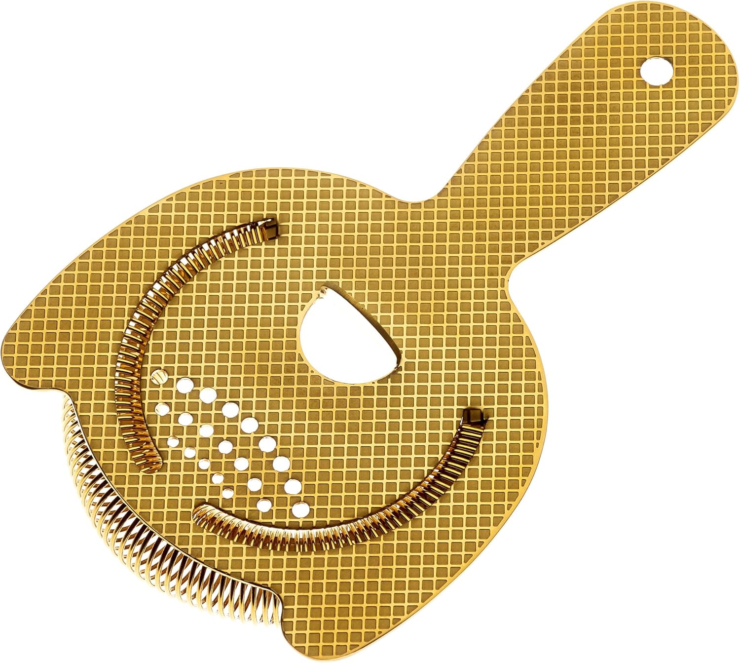 Barfly Diamond Lattice Etch Spring Bar Strainer Gold Plated 1