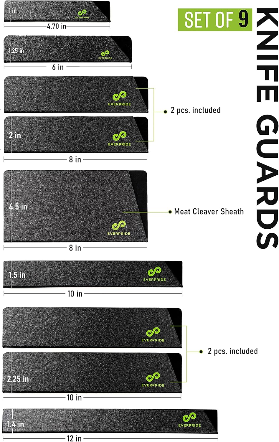 EVERPRIDE 9-Piece Knife Guard Set - Durable Universal Blade Covers