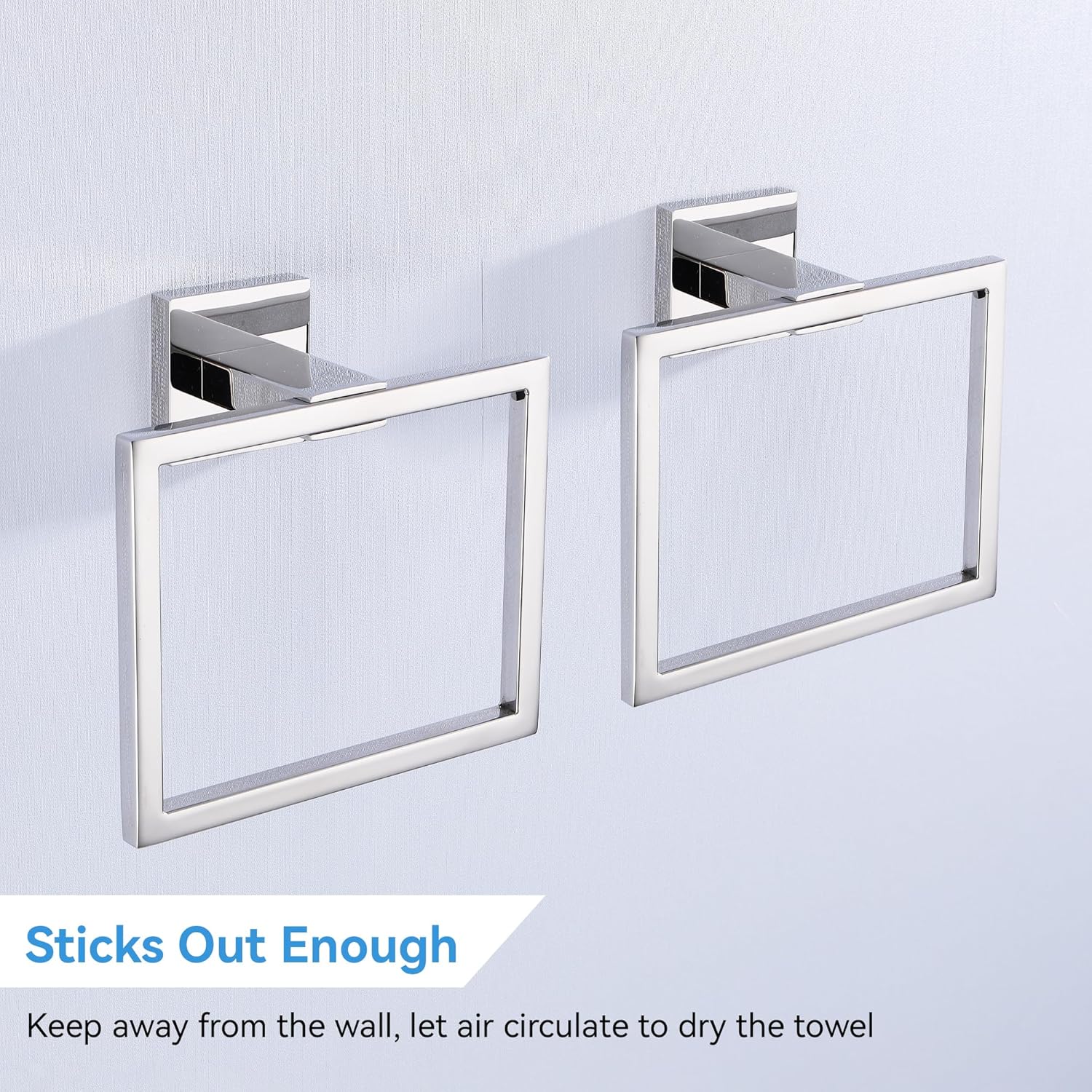LANC 2-Piece Chrome Silver Towel Holder for Bathroom Wall