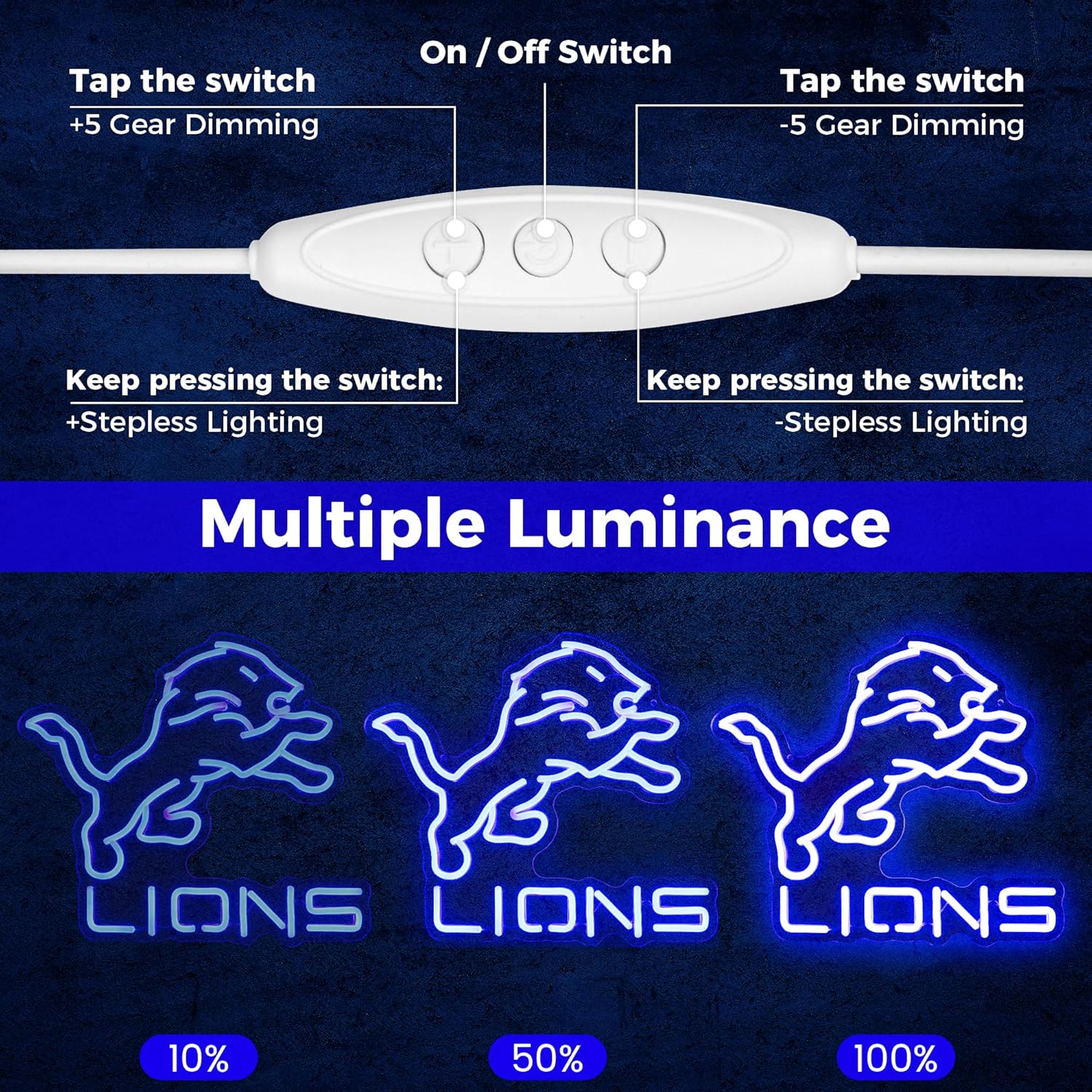Y-Lion Football Team Neon Sign with Dimmable Light
