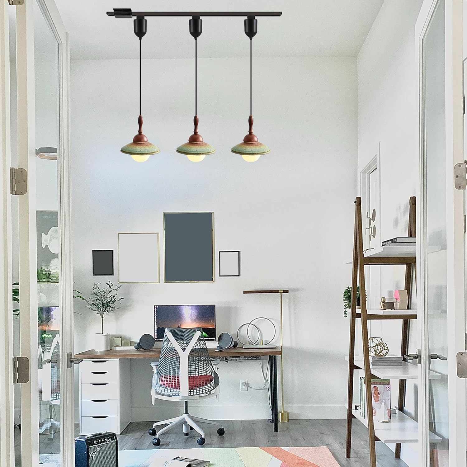 Kiven L Style 2-Wire Track Pendant Light with Ceramic Shade 1