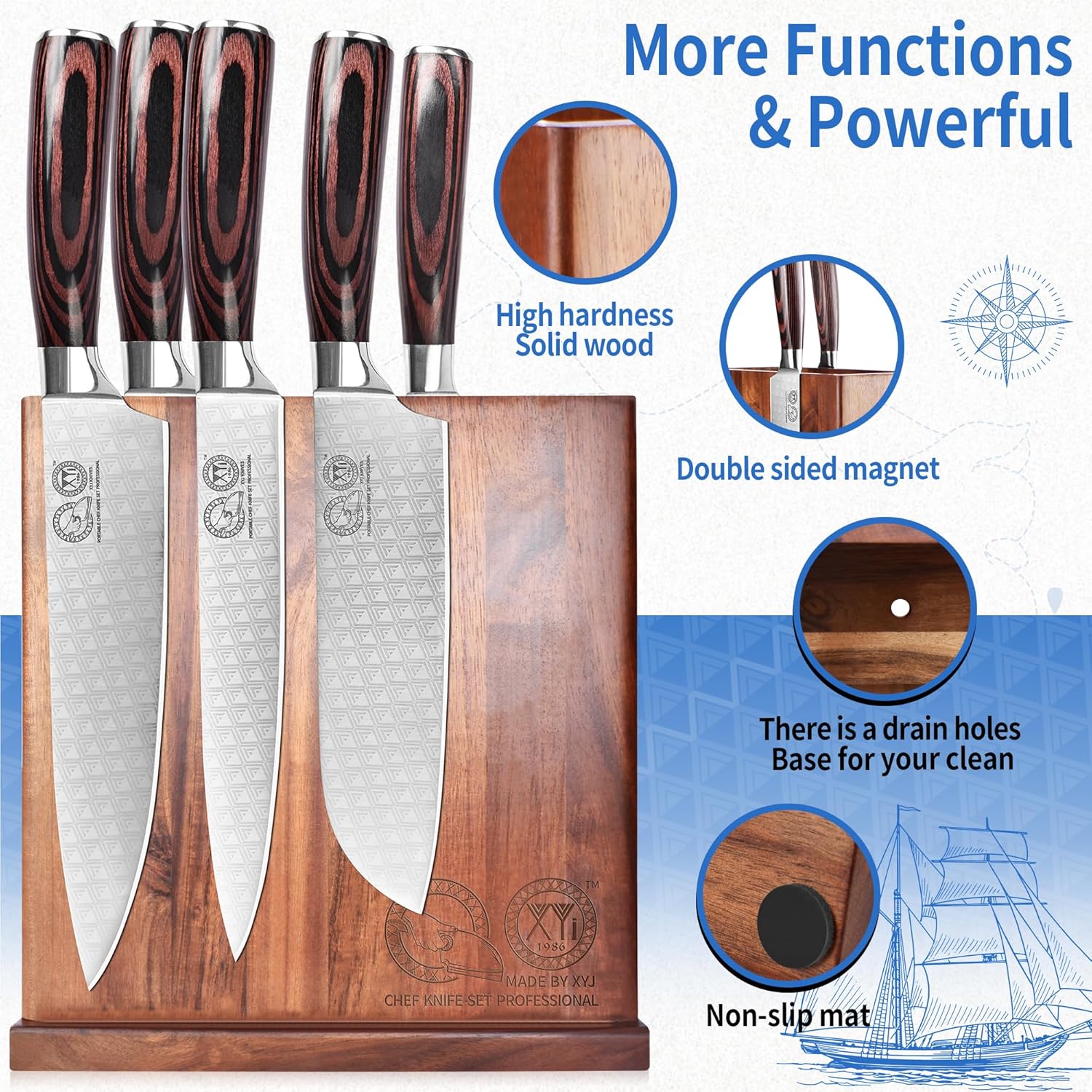XYJ Magnetic Knife Block Holder Double Side Storage 1