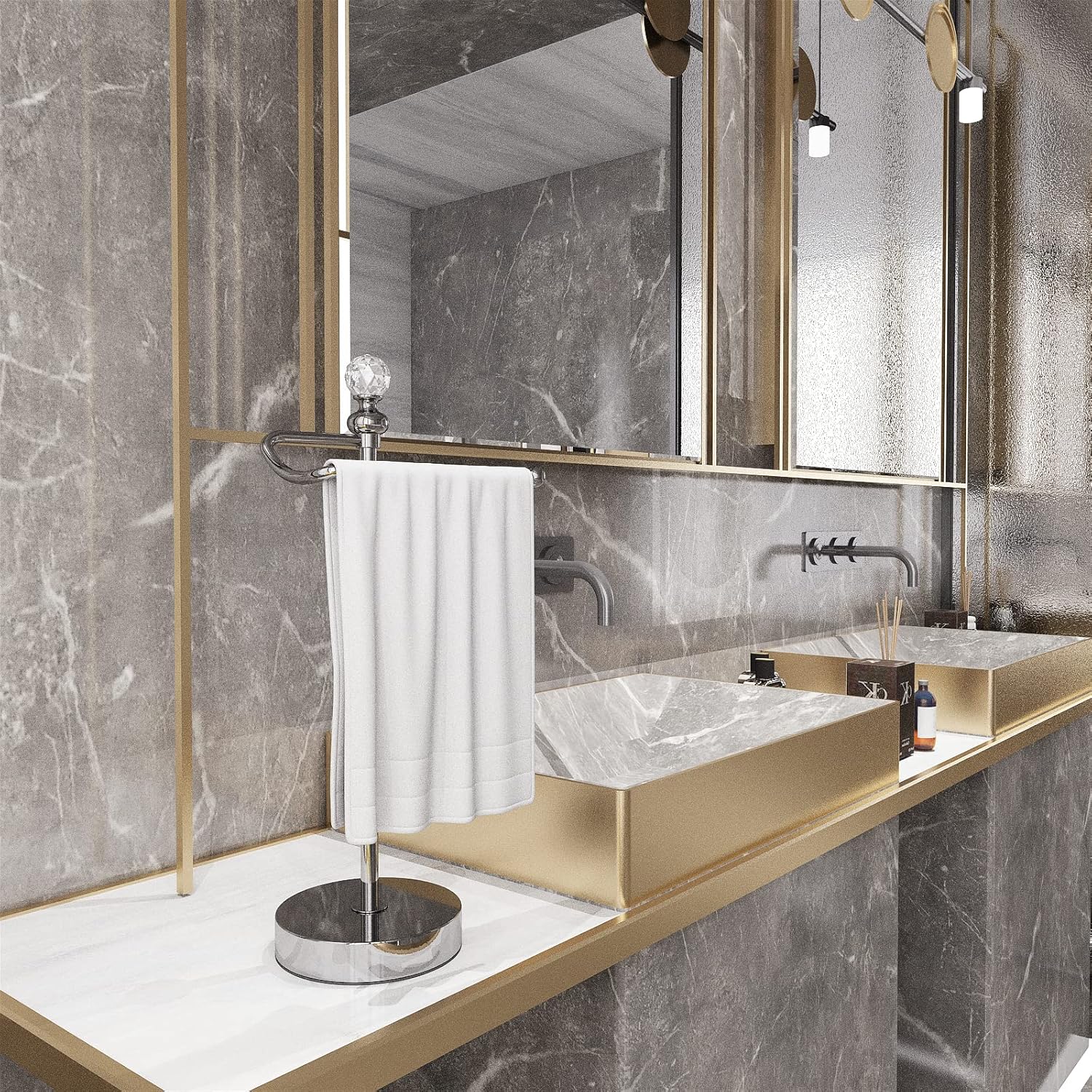 ROLABAM Bath Towel Holder Standing 2 Pack