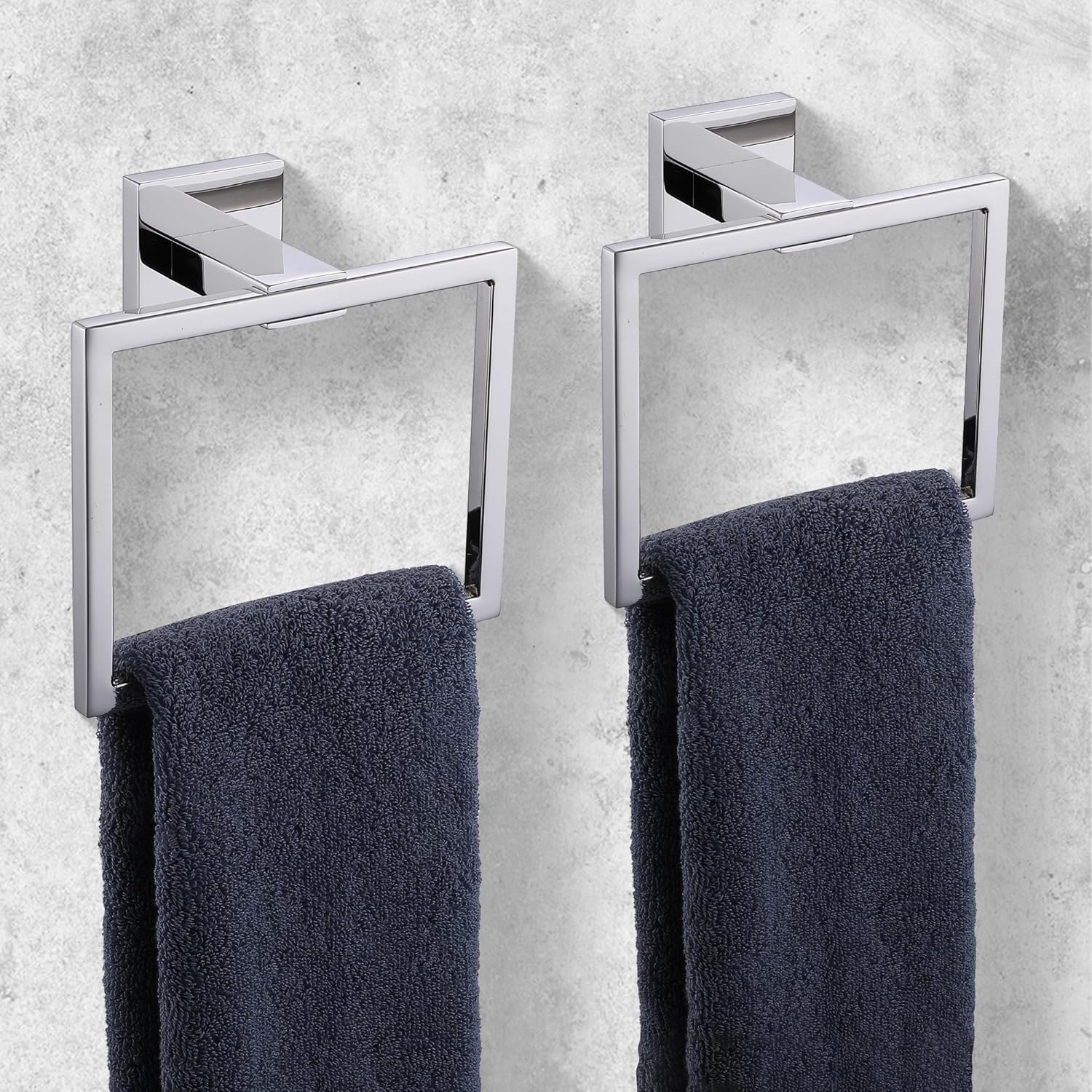 LANC 2-Piece Chrome Silver Towel Holder for Bathroom Wall
